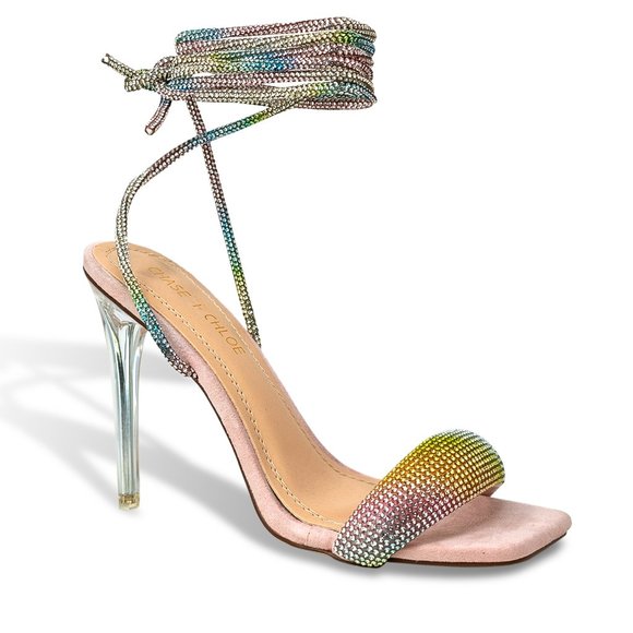 RHINESTONE LACE UP HEEL - Picture 2 of 4